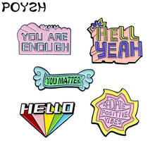 Geometry popular terms Enamel Brooch Hell yea Hello you are enoug you matter add/ate positive vibes Lapel Pin Fashion Badge 2024 - buy cheap