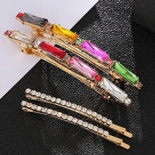 simple women hair jewelry sparkly crystal barrette rhinestone and diamante hair pin clip slide for wedding party 2024 - buy cheap