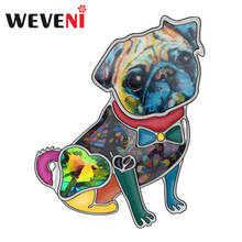 WEVENI Enamel Alloy Rhinestone Floral Pug Dog Brooches Pin Clothes Scarf Decorations Jewelry For Women Girls Teens Hot Sale Gift 2024 - buy cheap