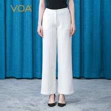VOA New Silk White Pant Slightly Thick Straight Elastic Trousers KE330 Office Lady Suit Pants for Women Clothes Spring Fall 2021 2024 - buy cheap
