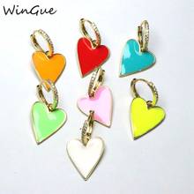 Pendientes colgantes en forma de corazón, joyería elegante de Color dorado, esmalte, para amigos, amantes, regalo 2024 - compra barato