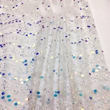 GLace 1Y/lot  2019 Europe transparent mesh sequins fabric for women dress DIYmaterialk TX1300 2024 - buy cheap