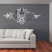 Decoração de quarto, adesivos de parede, cabeceira 3d, arte de henna, tatuto indiano, flor arábia, mandala floral, árabe r234 2024 - compre barato