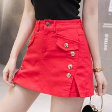 Women Summer Denim Shorts female new high waist split one step hip skirt culottes shorts buttons jeans female 2024 - buy cheap