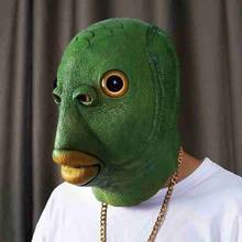 Máscara de cabeça de peixe verde da snailify, criativo, festa de borracha, animais, peixe, para purim, festa, cosplay, adereço, chapéu 2024 - compre barato