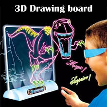 Волшебная 3D доска для рисования с ручкой, блокнот для рисования, панель-головоломка с эффектами, детские подарки светодиодный светодиодная подсветка, светящийся инструмент для рисования и обучения искусству 2024 - купить недорого