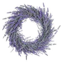 Corona de lavanda Artificial para puerta delantera, guirnalda Floral para interiores y exteriores, decoración de pared para fiesta de boda y hogar, para todas las estaciones, nueva 2024 - compra barato