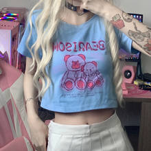 kawaii cute oversized t-shirts summer Bear Loose short Korea Harajuku women clothing Streetwear crop anime ropa mujer femme tops 2024 - buy cheap