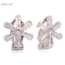 GRACE JUN Clip on Earrings No Pierced  Fashion Luxury Bridesmaid Wedding  Ear Clip  Hot Sale No Hole Earring Wholesale 2024 - buy cheap