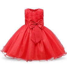 Красное Новогоднее платье для девочек, свадебные наряды для первого дня рождения Детские платья для первого причастия для девочек Детские Вечерние платья Vestidos 2024 - купить недорого