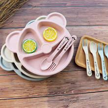Imebaby-platos para niños con forma de Panda, Material de paja de trigo, juego de platos para alimentación de bebé, cuchara y tenedor 2024 - compra barato