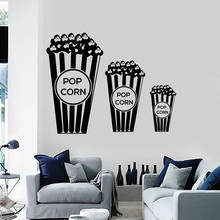Popcorn Wall Decal Movie Lover TV Cinema Living Room Interior Decor Door Window Vinyl Stickers Snack Cart Art Wallpaper E650 2024 - buy cheap