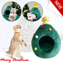 Cute Cat Pet Bed Cat Cave Half Closed Sleeping Bag Pet House Nest Cat Basket Portable Christmas Navidad Cat House Warm Winter 2024 - buy cheap