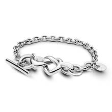 100% 925 Sterling Silver Bracelet Silver Knotted Hearts T-Bar Bracelet Fit European Charms Diy Jewelry Mother Day 2024 - buy cheap