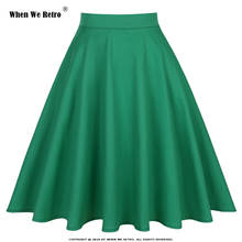 Cuando We-Falda Retro veraniega Vintage para mujer, falda verde de talla grande VD0020, de cintura alta, hasta la rodilla, acampanada 2024 - compra barato