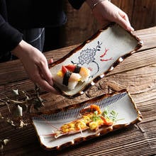 Скандинавские ботанические керамические винтажные западные Стейк Салат тарелка Бытовая суши десертная тарелка японская кухня ресторан посуда 2024 - купить недорого