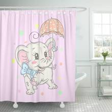 Cartoon Cute Elephant Little Umbrella Baby Celebration Greeting Shower Curtain Waterproof Polyester Fabric 72 x 78 inches Set 2024 - buy cheap