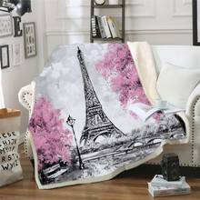 Paris Tower landscape Print Throw Blanket on Bed Romantic Letters Sherpa Fleece Blanket Heart Plush Sofa Soft Cover Plaid 1pc 2024 - buy cheap