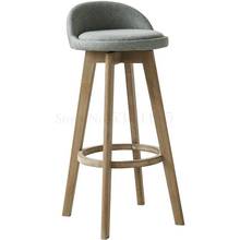 Solid wood bar chair beech wood retro color white rotating bar stool bar stool bar chair high chair front desk stool 2024 - купить недорого