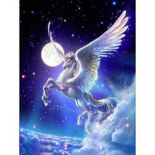 Handmade Full Diamond embroidery Pegasus mosaic Needlework diy 5d diamond painting cross stitch Moonscap picture home decoration 2024 - buy cheap