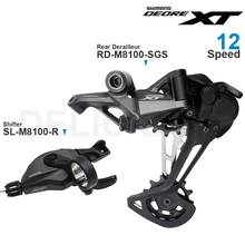 Переключатель передач SHIMANO DEORE XT M8100, задний переключатель передач, 12 В, для горных велосипедов, 1x12 Скоростей SL + RD M8100, правый боковой переключатель передач, оригинал 2024 - купить недорого