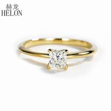 Helon anel de moissanites 0,5ct, corte de princesa, sólido, 10k, ouro amarelo vvs/final, laboratório, diamante, moissanites, mulheres, joia da moda 2024 - compre barato