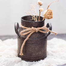 Retro Iron Flower Pot with Rope Holder Flower Vase Flowerpot Bonsai Bucket Wedding Decoration Photography Props Garden Tool 2024 - buy cheap