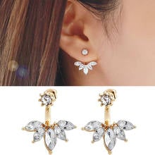 Bohemian Style Delicate Crystal Leaf Earrings Women Ear Jackets Double Sided Cuff Earrings Piercing Jewelry Engagement Gift 2024 - buy cheap