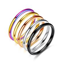 2MM Thin Titanium Steel Five-color Couple Ring Simple Fashion Rose Gold Finger Stainless Rings  Party for Women and Men Gifts 2024 - buy cheap