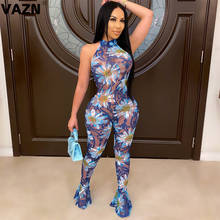 VAZN 2020 New Elegant Women Ladies Rompers Colorful Floral Print Jumpsuit Sexy Fashion Sleeveless Jumpsuits 2024 - buy cheap