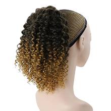 Halo Lady #2 темно-коричневые афро кудрявые конский хвост человеческие волосы не Реми индийские волосы для наращивания в Африканском и американском стиле 2024 - купить недорого