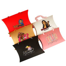 Caixa de almofada com logo personalizável, caixa de extensões de logotipo personalizado em papel, caixa para embalagem de cabelo rosa/branco 2024 - compre barato