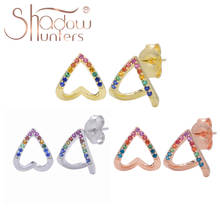 SHADOWHUNTERS Authentic 925 Sterling Silver Triangle Rainbow Crystal Stud Earrings For Women Mujer Femme Luxury S925 Jewellery 2024 - buy cheap