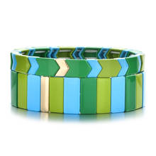 Pulsera de la amistad de primavera Bohemia para mujer, brazalete de azulejo verde esmaltado hecho a mano, pulseras apilables de cuentas DIY, joyería 2024 - compra barato