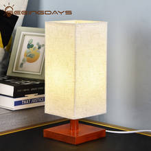 Free Shipping Square Fabric Lampshade Wooden Table Lamps For Bedroom Bedside Lamp Desk Lamp 220v 110v EU Plug Night Light 2024 - buy cheap