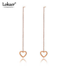 Lokaer Trendy Titanium Stainless Steel Love Heart Tassel Earrings For Women Girls Creative Chain Dangle Earring Jewelry E19297 2024 - buy cheap