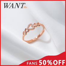 WANTME Genuine 925 Sterling Silver Minimalist Wedding Love Heart Adjustable Finger Ring for Women Sweet Romantic Couple Jewelry 2024 - buy cheap