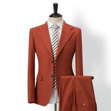 2020 Fashion Casual Orange Men's Suits Blazer 2 Pieces Men's Suit Business Groom (Jacket+Pants) 2024 - buy cheap