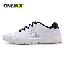 ONEMIX Men Sneakers 2021 Casual Leather Skateboarding Shoes Lightweight Slip On Jogging Training Black Tenis Walking Shoes 2024 - buy cheap