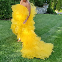 Bright Yellow Tulle Tiered Photo Shoot Dress Pregnancy Clothes Bridal Fluffy Tulle Maternity Robe  Outfits For Black Women 2024 - buy cheap