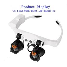 3X 4X 5X 6X 7X 10X LED Magnifier Cold Warm LED Light Glasses Magnifiers Double Eye Jewelery Watch Repair Loupe Magnifying Glass 2024 - buy cheap