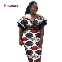Fashion Sexy African Wax Print Dresses for Women V-neck Splice Bazin Riche Dress Dashiki Plus Size African Women Clothing WY2548 2024 - buy cheap