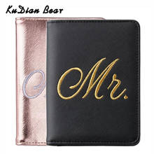 KUDIAN BEAR Mr Mrs Couple Passport Cover Rifid Card Holder Travel PU Leather Men Women Passport Case Embroidery BIH208 PM49 2024 - buy cheap