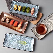 9.8 inch Japanese Style Dinner Plate Ceramic Sushi Plate Fish Dinner Dishes Rectangle Household Dinnerware 2024 - buy cheap
