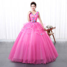 2021 New Sleeveless Quinceanera Dress Elegant V-neck Floor-length Party Prom Ball Gown Sweet Floral Print Quinceanera Dresses 2024 - buy cheap