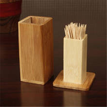 Caixa de palito de bambu natural com tampa, recipiente para hotel, café, restaurante, ferramenta de cozinha, caixa de armazenamento portátil 2024 - compre barato
