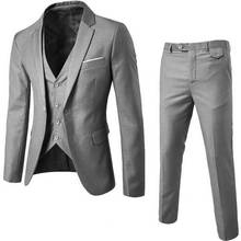Conjunto de traje clásico para hombre, Blazer de negocios + chaleco + Pantalones, moda de otoño, traje de boda ajustado, 3 piezas 2024 - compra barato