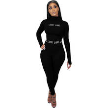 Two 2 Piece Woman Set Tracksuit Lucky Letter Print Women Crop Top Set Sport Long Pant Causal Tracksuit Fitness Matching Sets 2024 - buy cheap