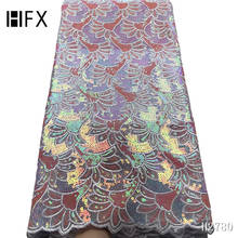 HFX новейшая африканская последовательная кружевная ткань 2019 высокое качество нигерийская французская сетка с блестками вышивка тюль кружево для платья H2780 2024 - купить недорого