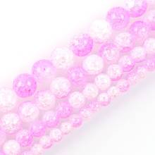 Cuentas espaciadoras sueltas para fabricación de joyas, cuentas redondas de cristal agrietadas de color rosa liso y blanco de 15 pulgadas para fabricación de pulseras y cuello de 6-12mm 2024 - compra barato